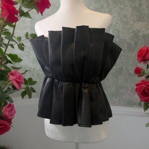 Lulus goth party  Pleated Ruffle Faux Leather Top